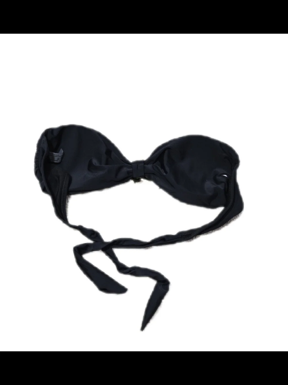 Black Strapless Bandeau Bikini Top with Gold Flower Accent